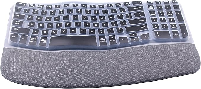 Silicone Keyboard Skin Cover Compatible for 2023 Logitech Wave Keys Wireless Ergonomic Keyboard & Logitech Wave Keys MK670 Keyboard Protector (Black)
