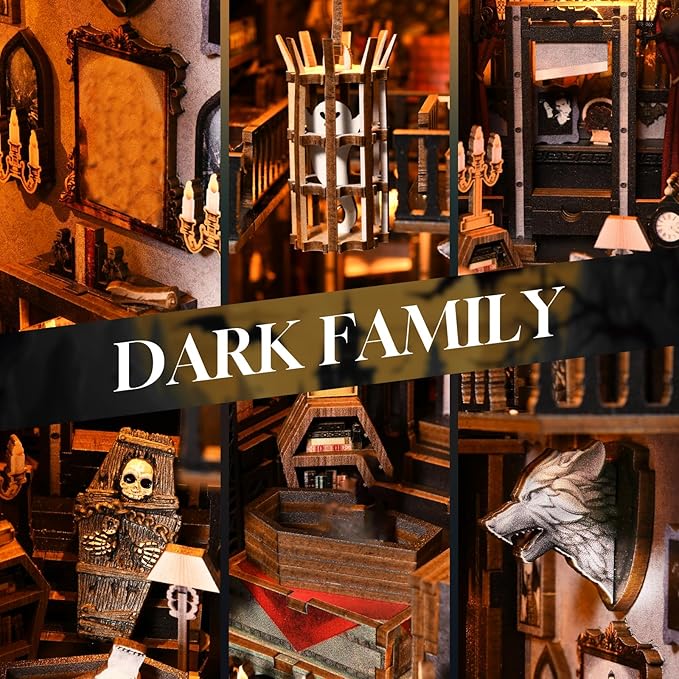 Book Nook Kit, Book Nook Kits for Adults DIY Booknook Model Build, DIY 3D Wooden Puzzle Bookend Booknook Bookshelf Insert Miniature Dollhouse Kit for Home Decoration