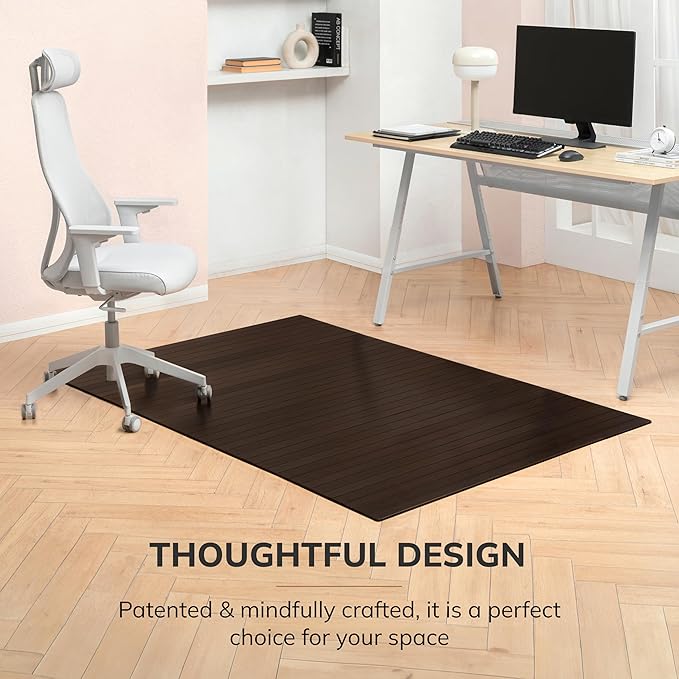Anji Mountain Office Chairmat Thickest & Sturdy Bamboo Chairmats Highly Premium Quality Anti-Slip Heavy Duty for Multi-Purpose Hardwood Floor Office & Home Floor Protector Office Chair mat-5mm Thick