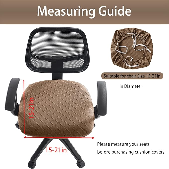Stretch Jacquard Office Chair Cover, Removable Washable Desk Chair Cover, Anti-dust Seat Cushion Protectors - Brown