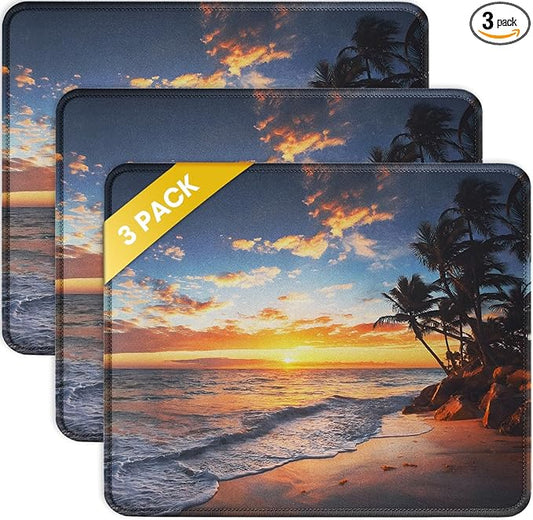 JIKIOU 3 Pack Mouse Pad with Stitched Edge, Comfortable Mouse Pads with Non-Slip Rubber Base, Washable Mousepads Bulk with Lycra Cloth, Mouse Pads for Computers Laptop Mouse 10.2x8.3x0.12in Sunset