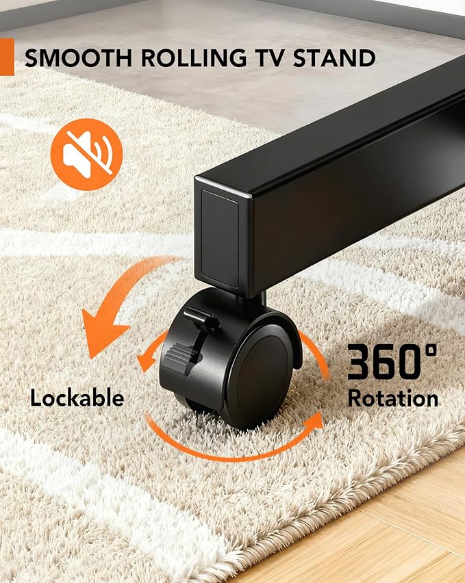 Mobile TV Floor Stand for 13-50 inch LCD LED Flat/Curved Panel Screen TVs up to 44 lbs, Height Adjustable TV Stand Mount with VESA 200x200, Portable TV Stand with Tilt Function HT1007BM