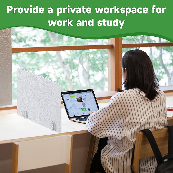 Desk Privacy Panel Acoustic Divider Panel Portable Desk Partition Desk Divider Noise Visual Isolate Table Divider for Student Study Office Library (Gray-6, 23.6" x 23.6")