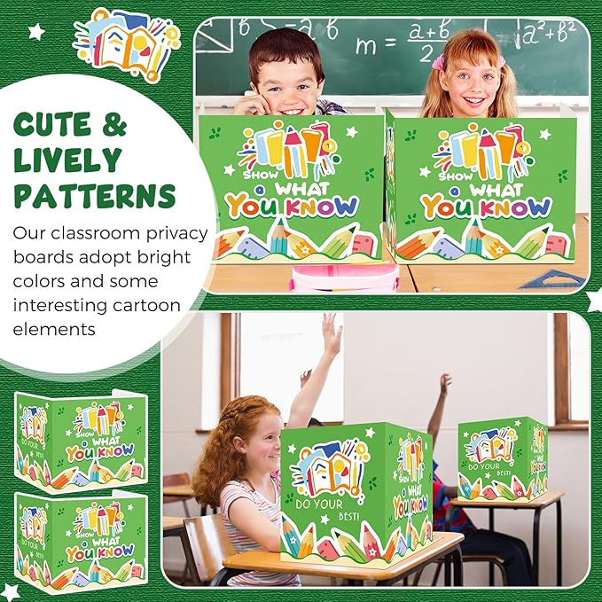 36 Pcs Desk Dividers Privacy Boards for Student Classroom Privacy Folders for Student Desks Study Carrels Reduces Distractions for School Tests, 15.76 x 13.3 x 11.8 inches(What You Know)