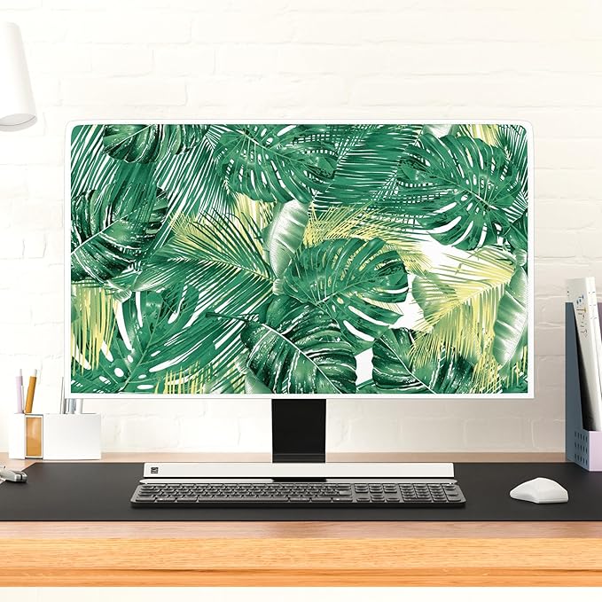 Weatherproof Television Cover 40, 41, 42，43 Inch Water Proof TV Covers for Television LED LCD OLED TVs Protector Panel Case TV Screen Protective LCD/LED/HD，Green Tropical Leaves Design