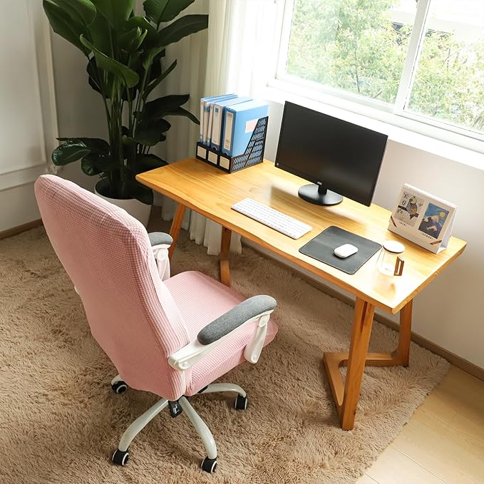 FORCHEER Large Office Chair Covers Stretchable XL Office Chair Cover, Big and Tall Computer Chair Covers (Large,Pink)