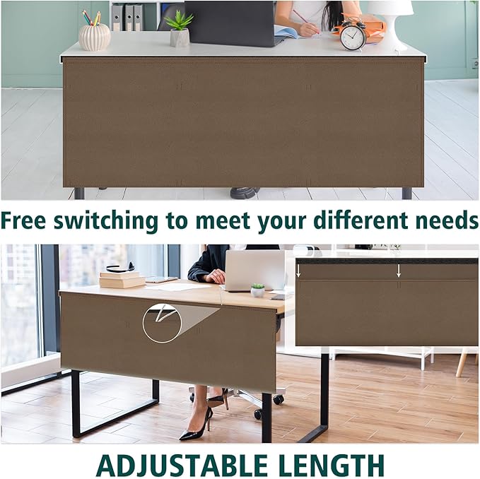 Under Desk Privacy Panel Brown Self-Adhesive Modesty Panel for Cord Organizer Pockets and Desk Skirt for Home Office or Standing Workstation (48" Brown)