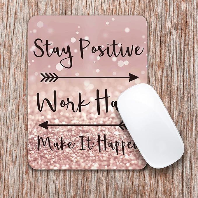 Audimi Small Mouse Pad 6 x 8 Inch, Mini Mouse Pad Thick for Laptop Wireless Mouse Home Office Travel, Portable & Washable (Stay Positive)