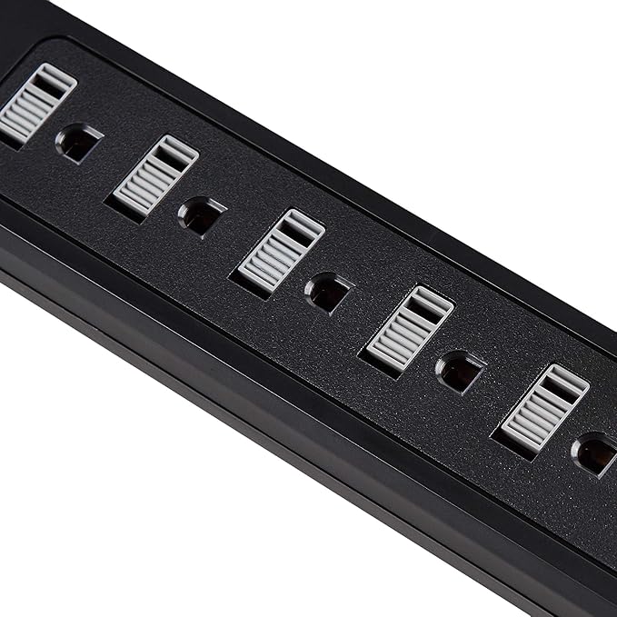 Amazon Basics Surge Protector Power Strip with 6 Outlets, 2 USB Ports, 1000 Joule, 6-Foot Cord Length, Black