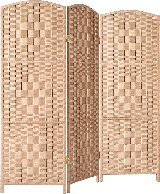 HALLYBEE Small Room Divider, Privacy Screen, Short Room Dividers and Folding Privacy Screens, Foldable Temperary Wall Partitions, 3 Panel Natural Space Separation Separator