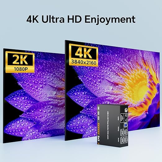 KVM Switch 3 Monitors 1 Laptop & 1 Desktop, Reyoten 4K HDMI USB Switch,3 Monitors for Laptop with 3 USB 3.0 Ports, 4K Hub for 2 PCs to Share Monitor, Keyboard, Mouse & Printer