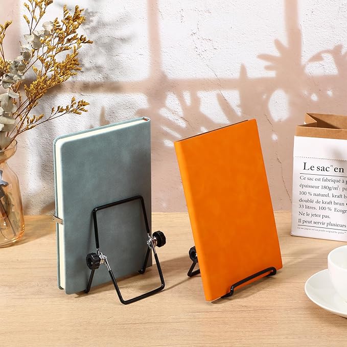 24 Pack Metal Book Stand, 5.51" x 3.74" Foldable Adjustable Display Easel Holder for Plates Pictures Photos Cookbooks and Tablets, Black