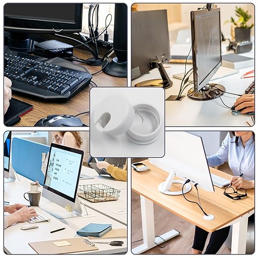 2pcs 2 Inch Desk Grommet, Plastic Hole Cover, White Cable Cover, Grommet for Wire Cord Organizing