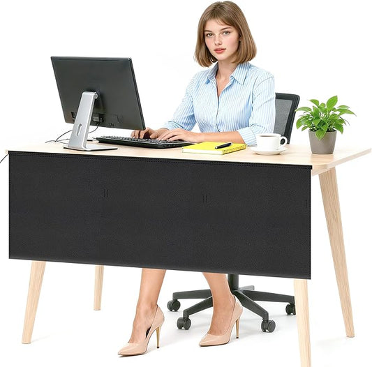 48" Under Desk Privacy Panel Self-Adhesive Modesty Panel Stand Up Desk Modesty Panel for Home Office or Standing Workstation, Black