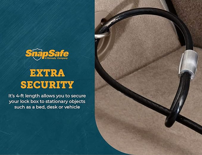 SnapSafe Lock Box Replacement Cable, 75280, Compatible with all SnapSafe Lock Boxes, Portable Gun Safes and Cases