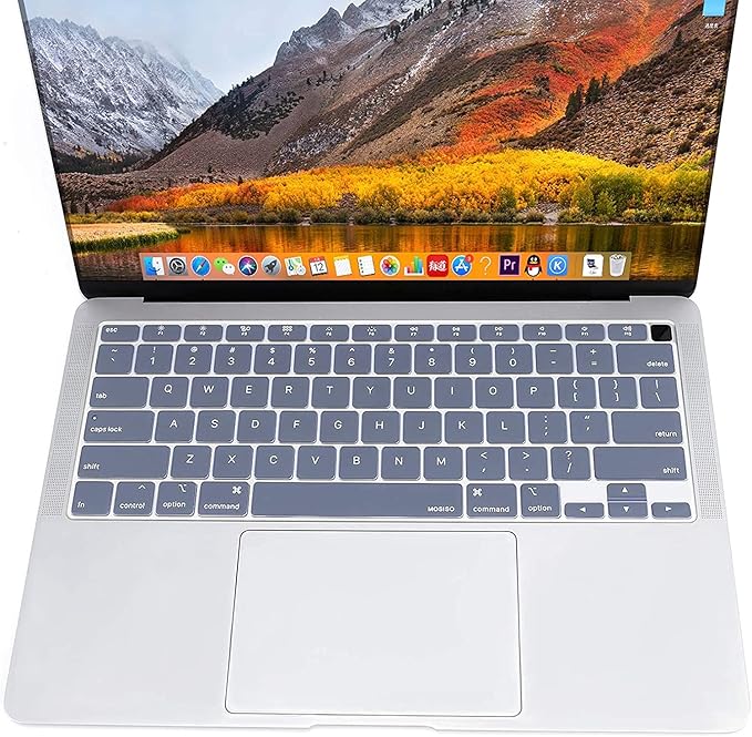 MOSISO Keyboard Cover Compatible with MacBook Air 13 inch 2022 2021 2020 Release A2337 M1 A2179 Retina Display with Touch ID Backlit Magic Keyboard, Waterproof Protective Silicone Skin, Lavender Gray