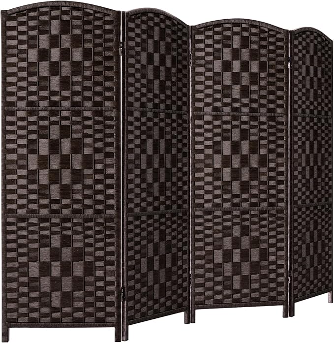HALLYBEE Small Room Divider, Privacy Screen, Short Room Dividers and Folding Privacy Screens, Foldable Temperary Wall Partitions, 4 Panel Dark Mocha Space Separation Separator