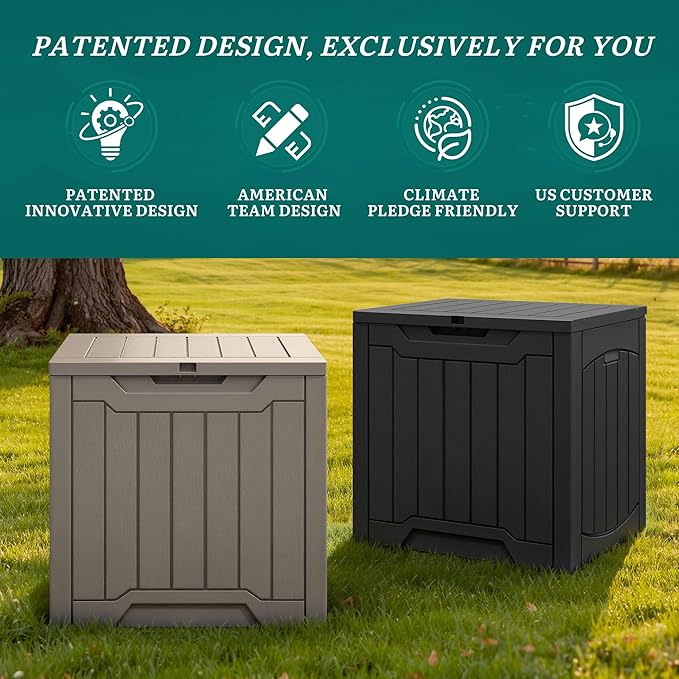 YITAHOME 31 Gallon Deck Boxes Set of 2, Lockable Outdoor Storage Bins for Patio Cushions, Garden Tools, Weather-Resistant Resin Storage Solution, Taupe