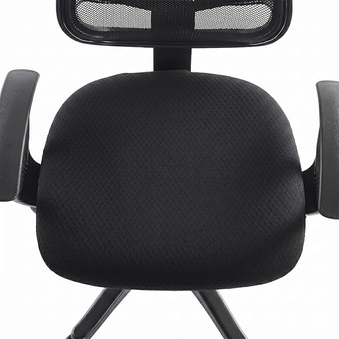 Stretch Jacquard Office Chair Cover, Removable Washable Desk Chair Cover, Anti-dust Seat Cushion Protectors - Black Diamond