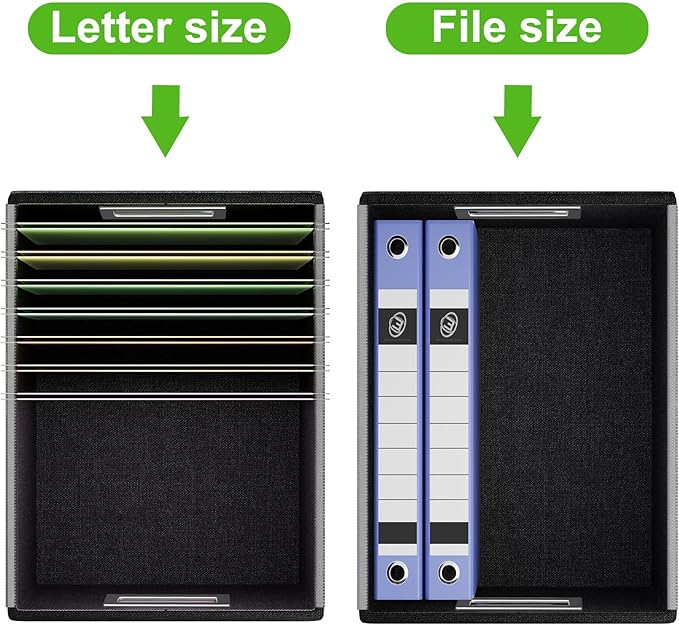 Portable Leather File Organizer Storage Boxes, Collapsible File Folder Organizer Boxes with Lids, Document Organizer, Decorative Filing Box Cabinet for Letter/Legal File Folder Storage