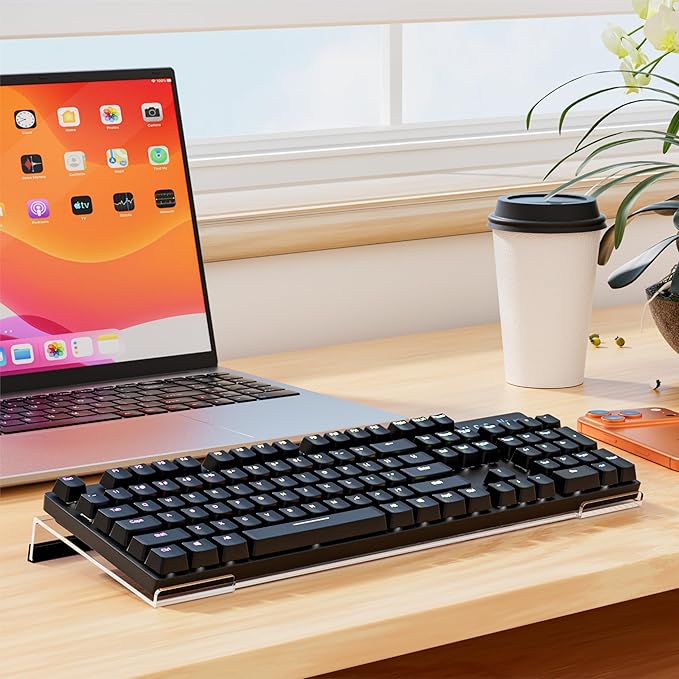Egchi Computer Keyboard Stand PC Keyboard Stand, Acrylic Tilted Keyboard Stand for Ergonomic Typing Clear Keyboard Tray for Easy Typing and Working, Keyboard Holder with Silicone Non-Slip Case