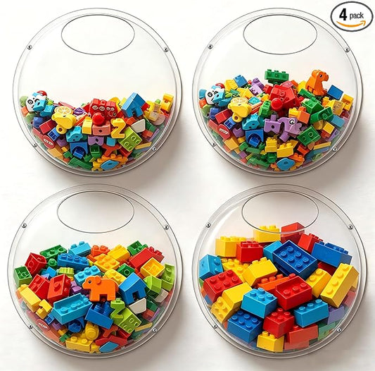 4 Pack Acrylic Wall Toy Storage,Clear Hanging Toy Dispenser with Back Panel Hanging Holder,exquisite Acrylic Wall Organizer for Blocks, Snacks, Cars,Home Organization and Storage (4)