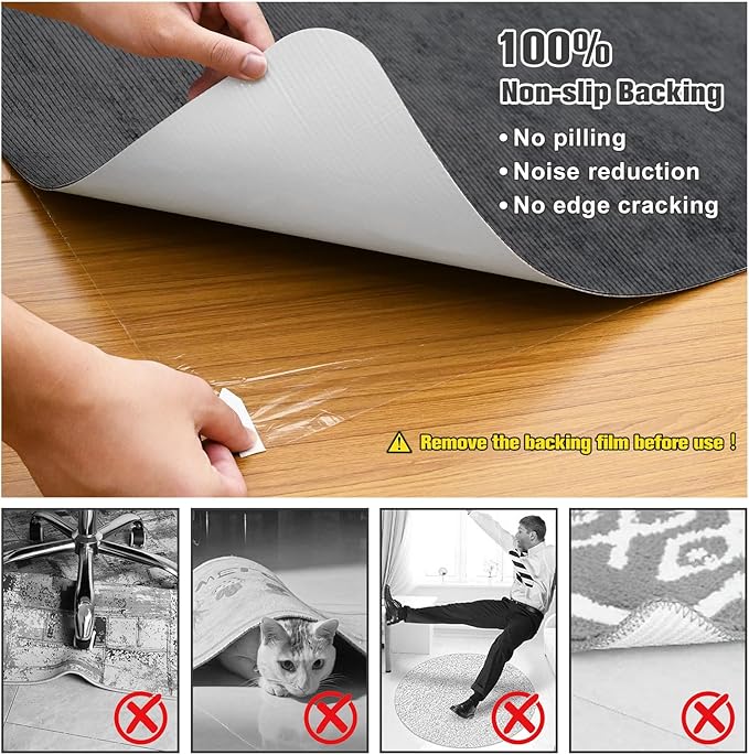 Placoot Desk Chair Mat for Hardwood Floor & Tile 55"x35" Office Chair Mat for Rolling Chairs Large Anti-Slip-Recyclable Material Computer Chair Mat Rug for Office/Home