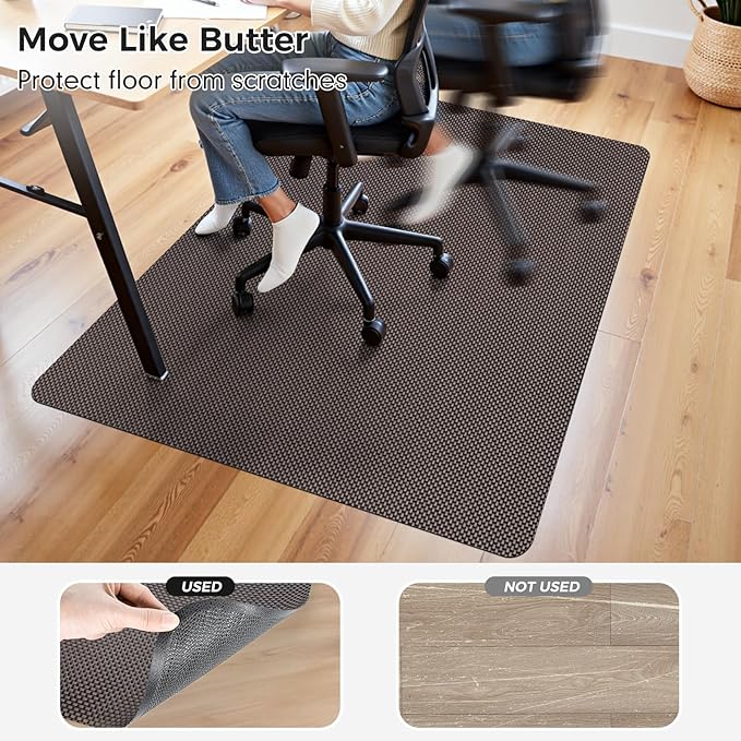 Sycoodeal Chair Mat, 40" x 48" Office Chair Mat for Hardwood and Tile Floor, Heavy Duty Floor Protector for Rolling Chairs, Non-Slip,Computer Mat for Home Office(Coffee)