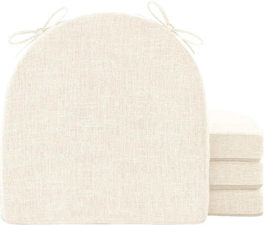 IPYNBAP Chair Cushions for Dining Chairs, Kitchen Chair Cushions, 16'' x 16'' x 2'', Non Slip Indoor Seat Cushions, Chair Pads for Dining Chairs with Ties & Removable Cover, Set of 4, Beige