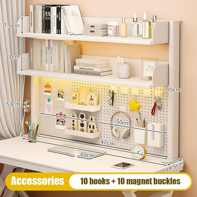3 Tier Clip On Desk Organizer Shelf Clamp on Storage Shelf for Table Accessories Above or Under D Shelf for Increased Storage Space