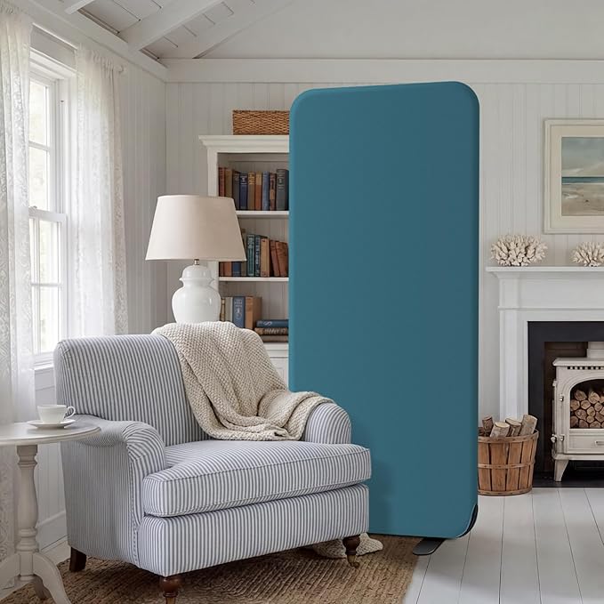 DECOLAB Freestanding Room Partition, Indoor Privacy Panel for Studio Apartment, Living Room, Bedrooms, Home Offices, Worksapces, Anti Scratch, 29"x65", Sapphire