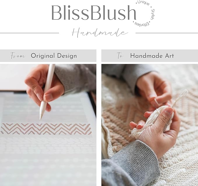 BlissBlush Gray White Decorative Throw Pillow Cover 22X22, Boho Accent Pillow for Couch, Square Modern Farmhouse Pillowcase for Living Room Couch Sofa Cushion Home Décor (Pack of 1)