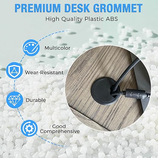 Desk Grommet 2-1/16" (53 mm), Desk Cord Hole Cover, Cable Grommet ABS Plastic, Desk Hole Grommet for Office and Home Table Cable, Detachable Adjustable Cable Cord Organizer (Reddish Brown 2 Pcs)