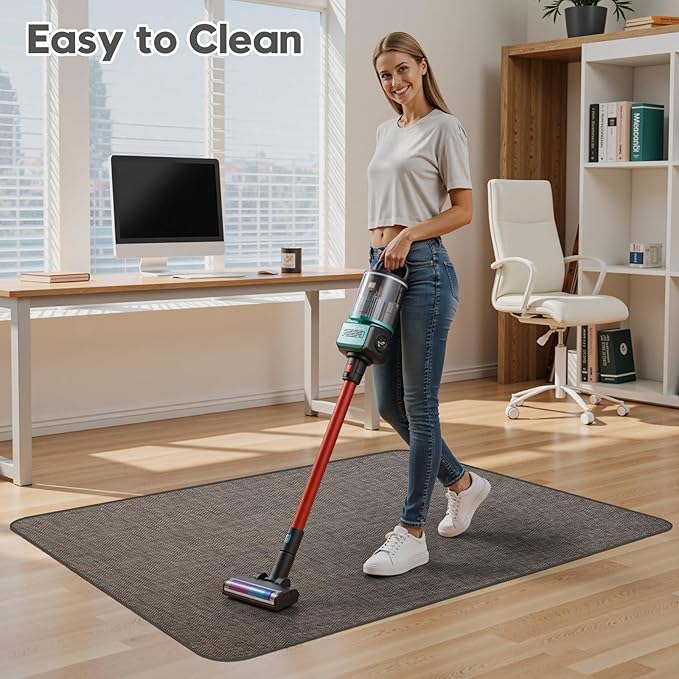 Sycoodeal Office Chair Mat for Hardwood & Tile Floor, 48" x 60" Heavy Duty Computer Gaming Chair Mat for Rolling Chairs Non-Curve, Anti-Slip, Floor Protector for Home Office (Coffee)