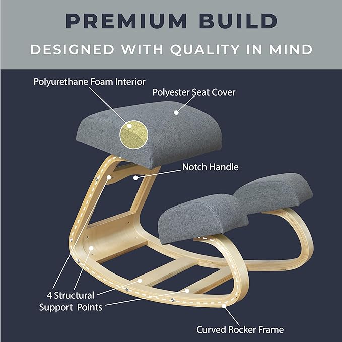 Kneeling Desk Chair, Sturdy Ergonomic Kneeling Chair for Office and Students, Rocking Motion for Natural Movement