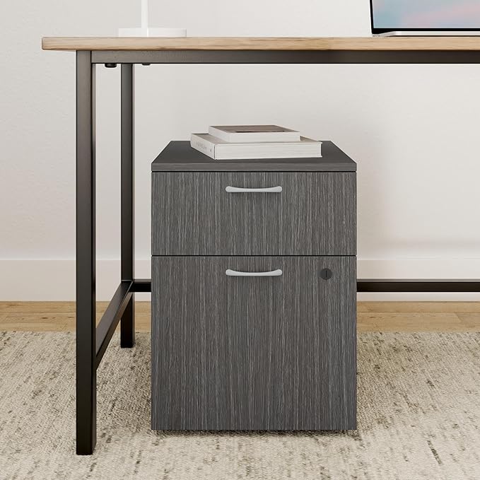 HON MOD 2 Drawer File Cabinet On Wheels, Mobile Pedestal for Filing Cabinets for Home Office, 15" W Portable Storage, Slate Teak