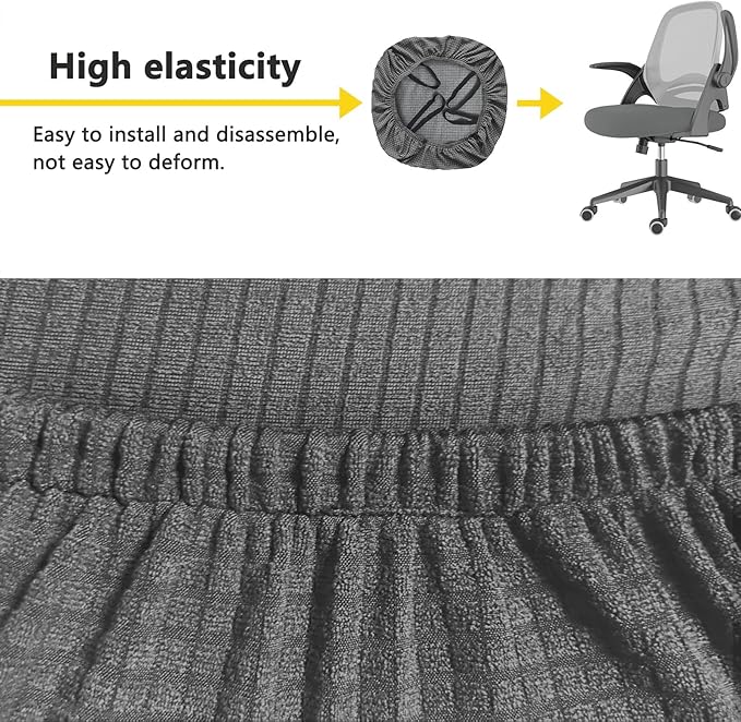 Newfashion Office Chair Seat Cover Universal Fit Stretch Washable Slipcover Protector for Desk Swivel Computer Chair (Grey)