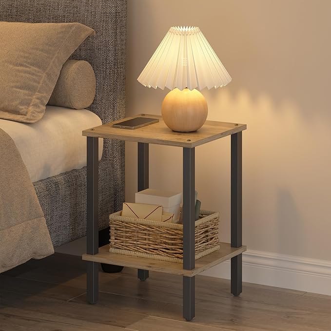 TUTOTAK End Table, Set of 2, Side Table, Nightstand, 2-Tier Storage Shelf, Sofa Table for Small Space, Living Room, Bed Room TB01BG035