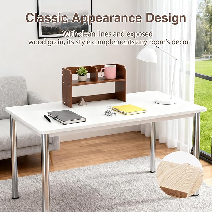 Desktop Bookshelf,Wood Desk Organizer Shelf with 2-Tier Display Rack for Computer Table,Multipurpose Countertop Storage Hutch for Home Office Dorm,Walnut