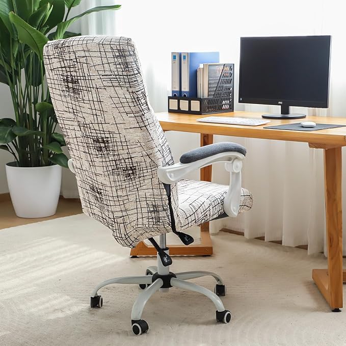 FORCHEER Patterned Large Office Chair Cover Stretch Printed Computer Armchair Slipcover for Desk Chair, Mesh Chair 1 Piece Washable Removable