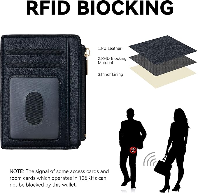 Tipmile Credit Card Holder for Women Slim Minimalist Front Pocket RFID Blocking Wallet Small Compact Card Case with ID Window, Vintage Black