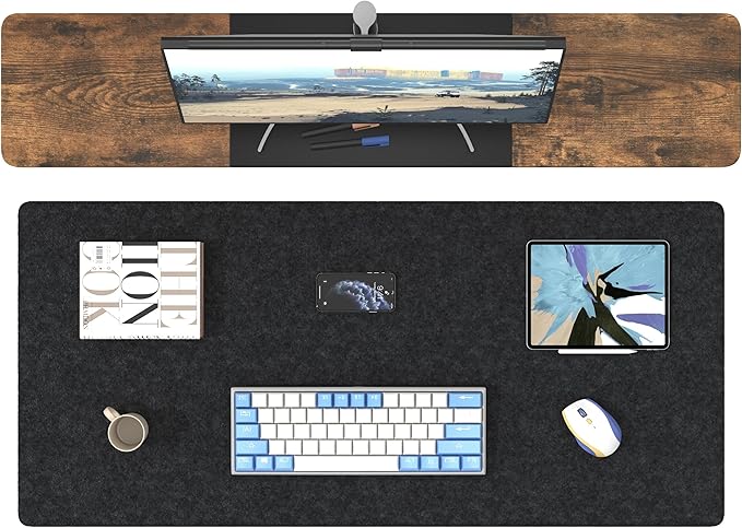 DAWNTREES Large Felt Desk Mat, 40''x16'' Non-Slip Full Keyboard and Mouse Pad, Office Computer Desk Mat for Desktop,100X40cm Felt Desktop Mat for Desk Pad Protector