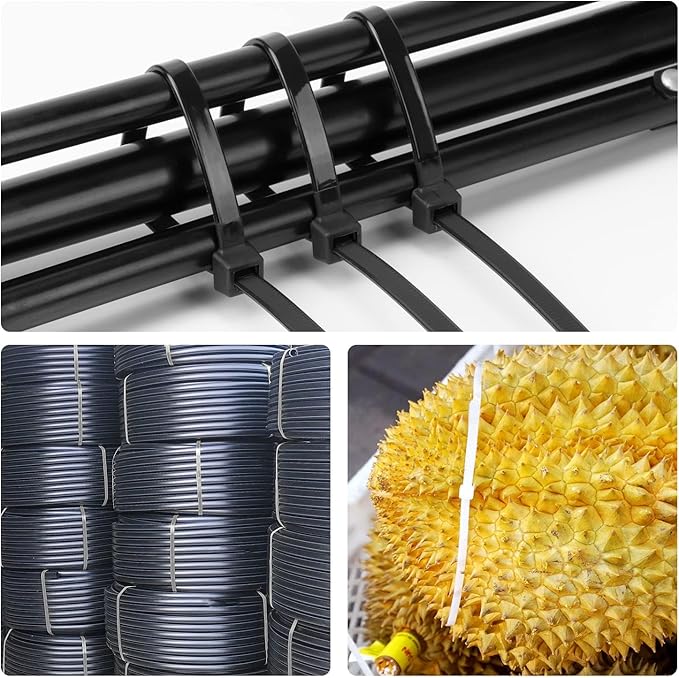 Armpow 14 inch White Zip Ties Heavy Duty 100 PACK, 200 LBS Ultra Exclusive Strong Plastic Wire Ties, Large Cable Ties Extra Long Tie Wraps, Indoor and Outdoor UV Resistant