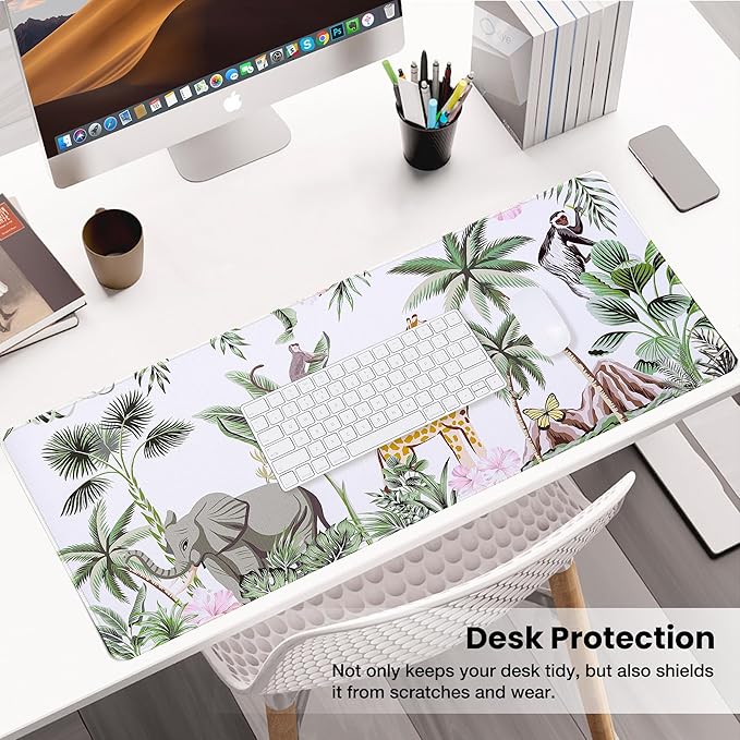 ALOANES Waterproof Mouse Pad with Durable Stitched Edge, Large Gaming Keyboard Pad, Non-Slip Rubber Base, Extended Desk pad for Gamer, Office & Home, Zoo Mousepad 31.5''x 11.8''x 0.12''