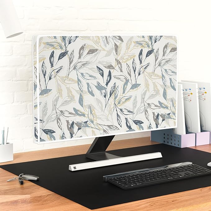 Bohemian Floral Waterproof Screen TV Covers 45, 46, 47, 48 Inch Artistical Boho Botanical Decorative Dust-Proof Television Covers for Desktop PC Protector Full Body Cover for TV Screen