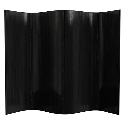 Red Lantern 6 ft. Tall Bamboo Wave Screen - Black