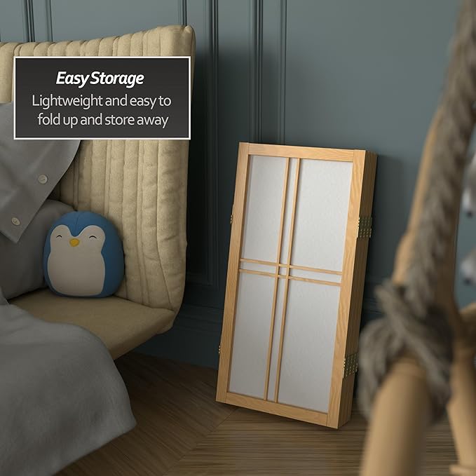2 ft. Short Desktop Double Cross Shoji Screen - Natural - 4 Panels
