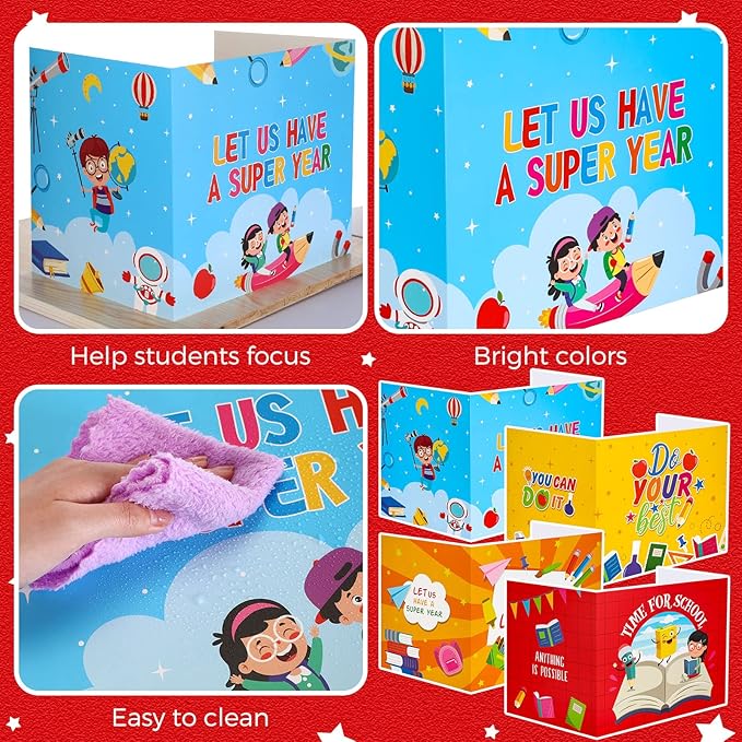 36 Pcs Desk Dividers Privacy Boards for Student Classroom Privacy Folders for Student Desks Study Carrels Reduces Distractions for School Tests, 15.76 x 13.3 x 11.8 inches(Colorful Style)