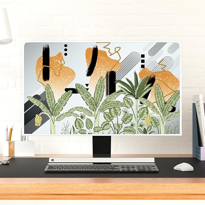 Boho Tropical Leaves Waterproof 65 Inch TV Dust Cover Anti-Static Dustproof Botanical Bohemian Plant Screen TV Covers for Television Screen LED LCD OLED TVs PC Weatherproof
