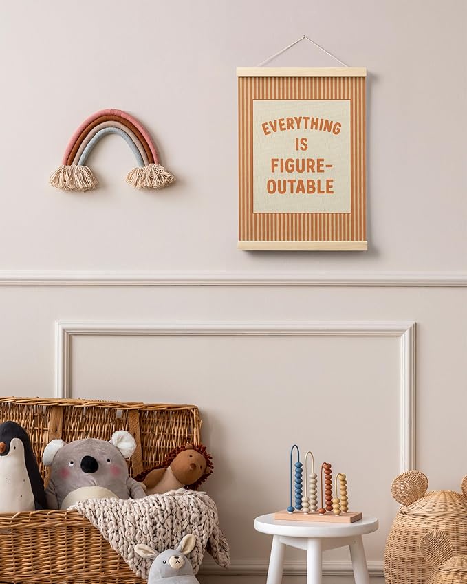 FGFK Everything Is Figureoutable Positive Affirmations Wall Art Poster Hanger Frame, Retro Orange Inspirational Canvas Prints Framed Wall Decor for Office Classroom Home Bedroom, 12x16 Inch